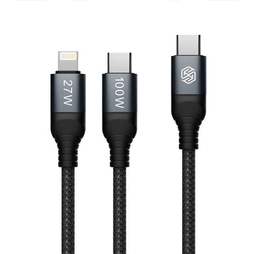 DualPower 2-in-1 Cable USB to Type C 100W & Lightning 27W