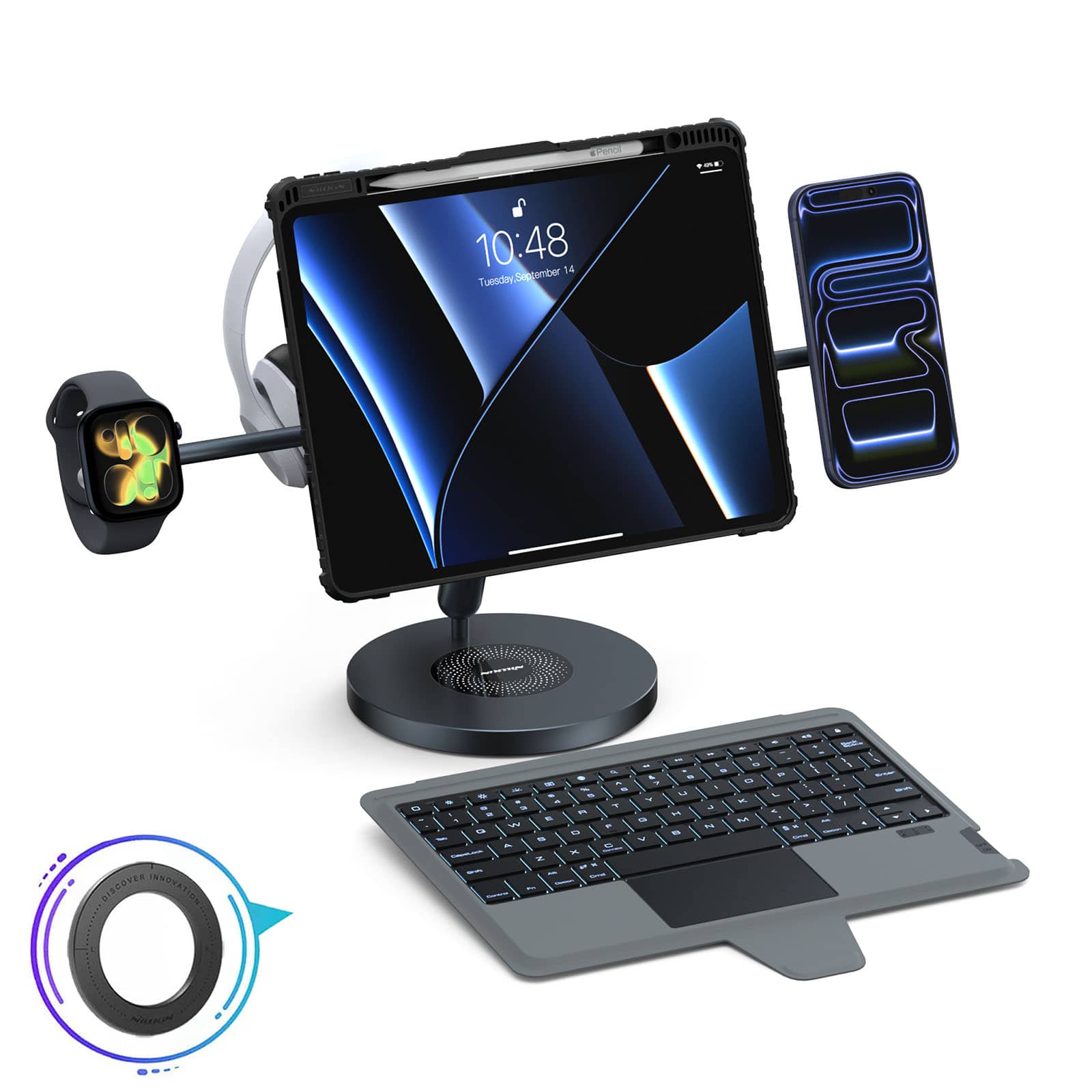 Magnetic Bumper Link Backlit Keyboard Case (Black) mit Magnetic Stand für iPad Serie