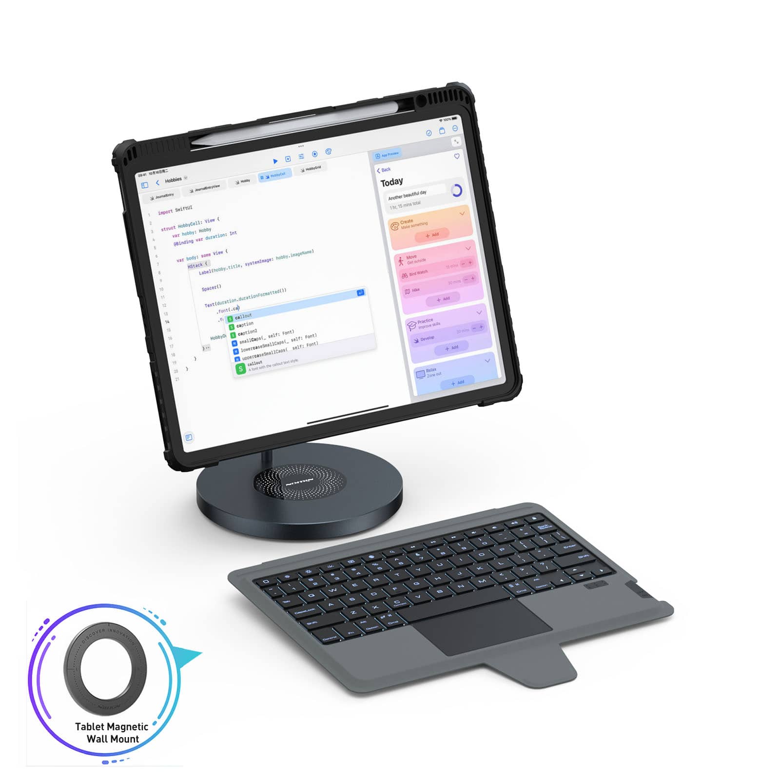 Magnetic Bumper Link Backlit Keyboard Case (Black) with Magnetic Stand for iPad Series