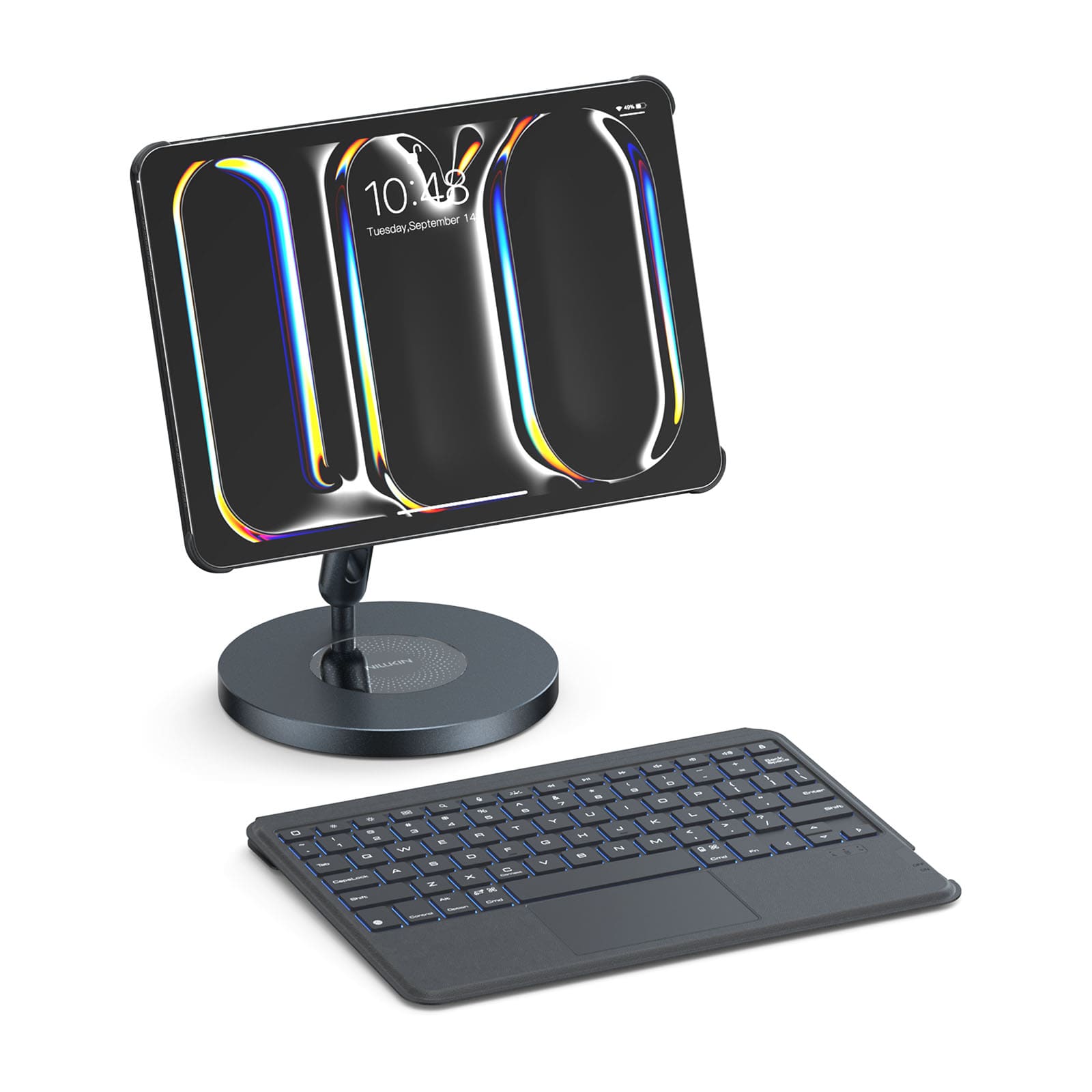 MagicEase Ultra-Slim Magnetic Backlit Keyboard Case (Midnight Black) with Magnetic Charging Stand for iPad Series