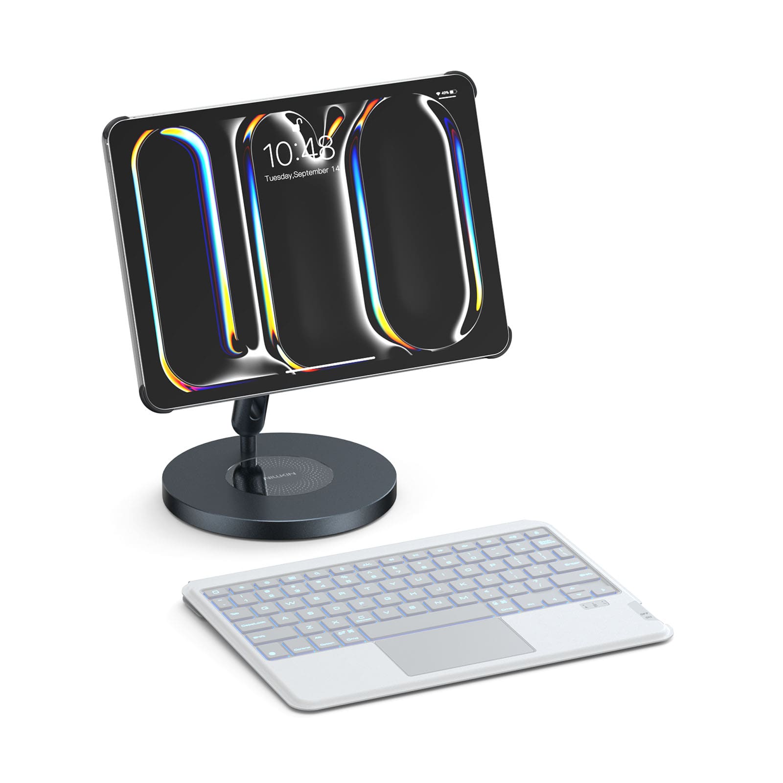 MagicEase Ultra-Slim Magnetic Backlit Keyboard Case (Grey) with Magnetic Charging Stand for iPad Series