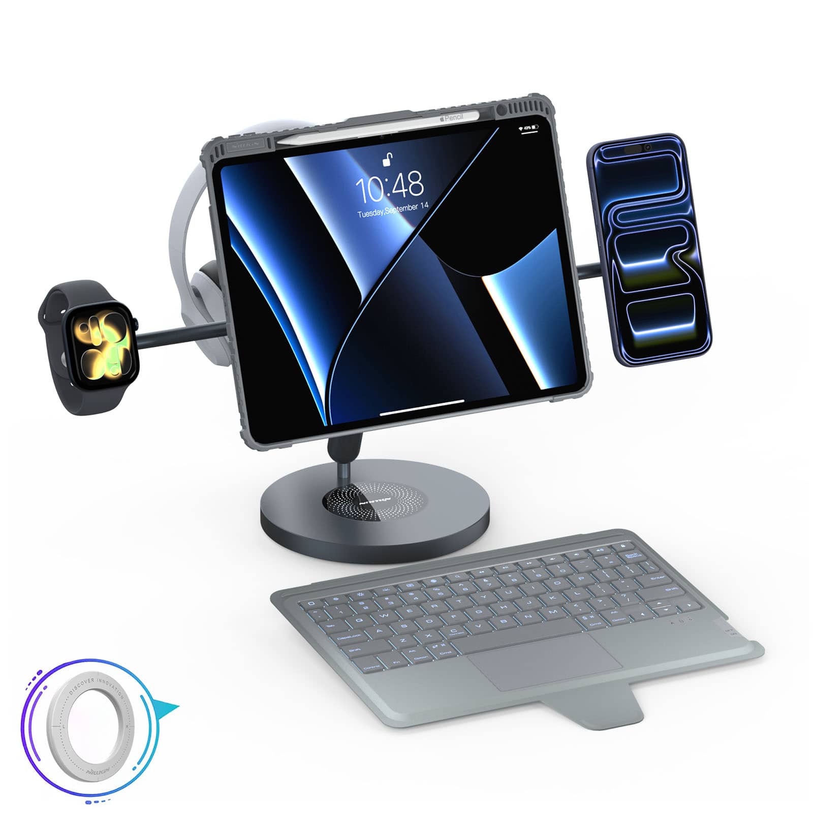 iPadシリーズ用の磁気バンパーリンクバックライトキーボードケース